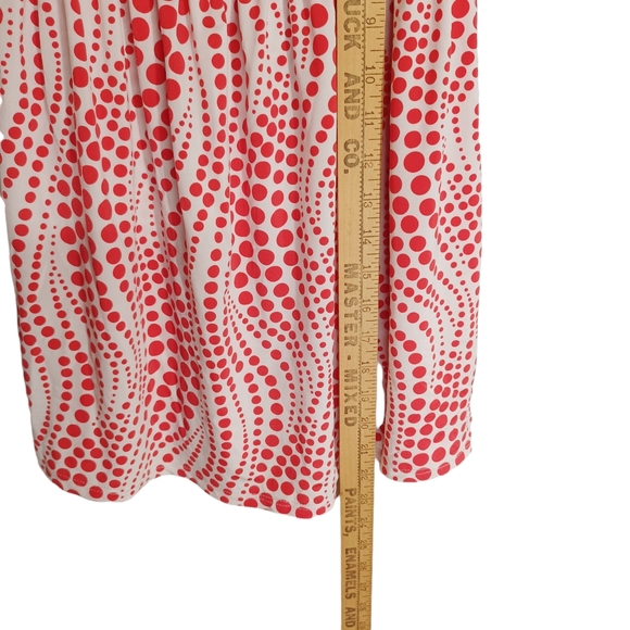WET SEAL Red Polka Dot Wave Swirl Print White Strapless Smocked Top Small - Picture 6 of 7